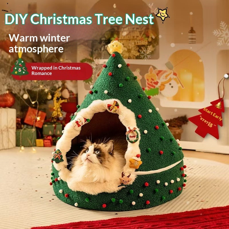 Plush Christmas Cat Nest