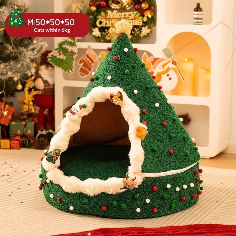 Plush Christmas Cat Nest